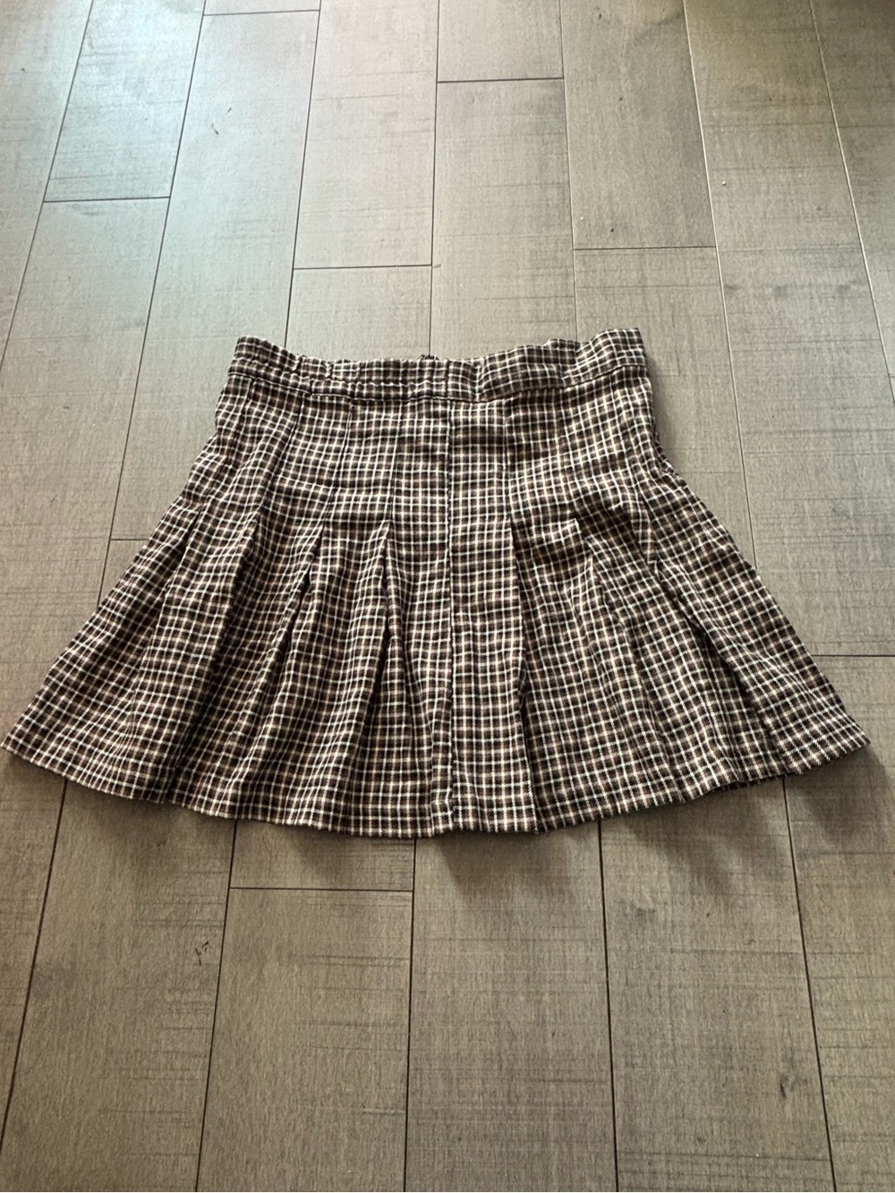 ♠️5/$25♠️Classic Plaid Pleated Mini Skirt - Brown/White